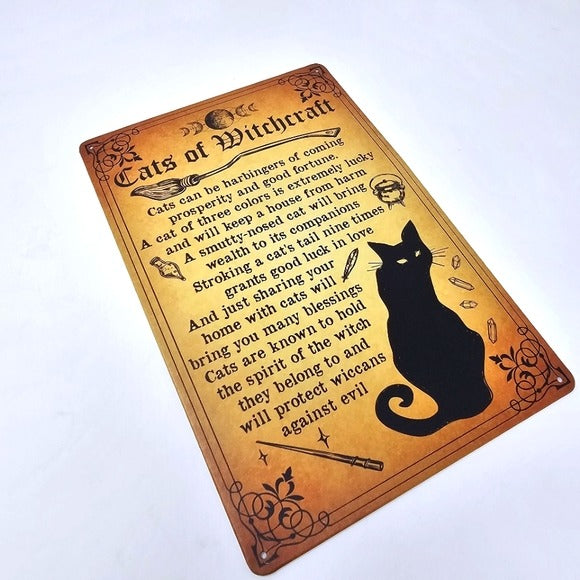 Vintage Metal Sign | Indoor/Outdoor | Cats Of Witchcraft Gold, Orange - A Gothic Universe - Signs