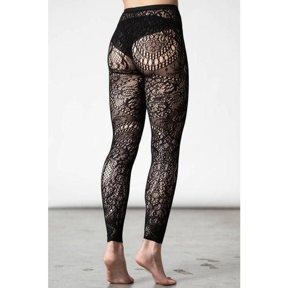 Lace Leggings | Gothic Black Empyrean All Lacey Sheer Leggings / Stockings - Killstar - Leggings