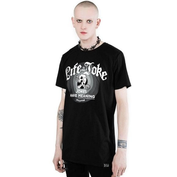 Life Is No Joke T-Shirt | Black Super Soft Cotton Jersey-Fabric - Killstar - T-Shirt