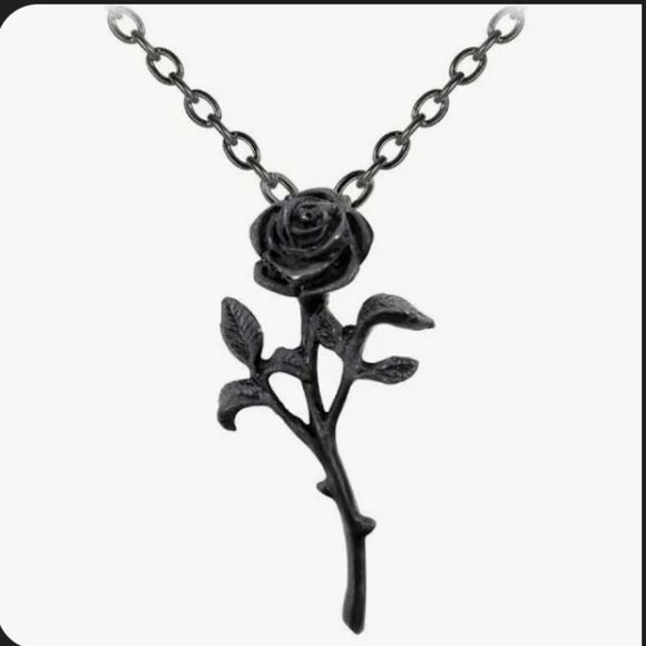 Alchemy Gothic Romance Of The Black Rose Pendant | 18" Black Trace Chain - Alchemy Gothic - Necklaces