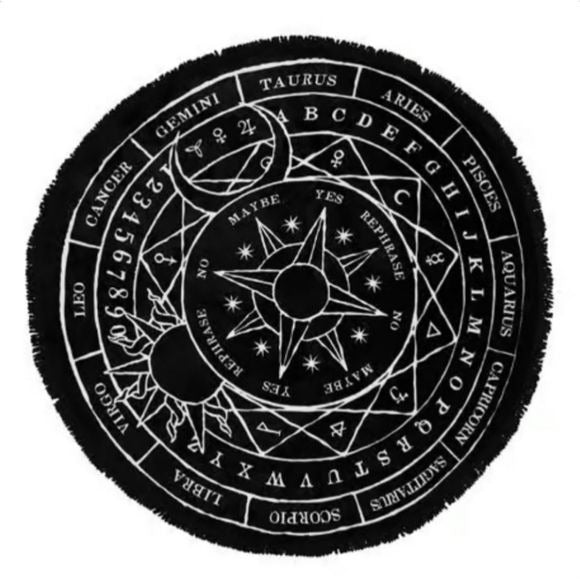 Stellar Round Blanket | Black Lush Soft Fabric Contrast Graphics - Killstar - 