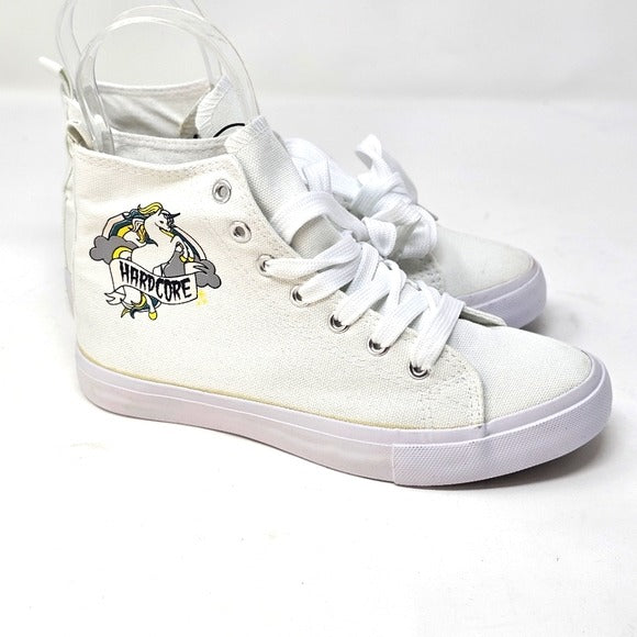 Canvas High Top Sneakers | Hardcore Unicorn Graphic Pull On Tab - Hot Topic - Shoes