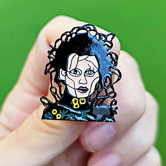 Enamel Lapel Pin | Edward Scissorhands | Johnny Dep 80's Movie Black Pin - A Gothic Universe - Lapel Pins