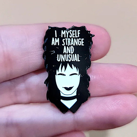 Enamel Lapel Pin | Mary Sanderson | I Myself Am Strange And Unusual Black Pin - A Gothic Universe - Lapel Pins