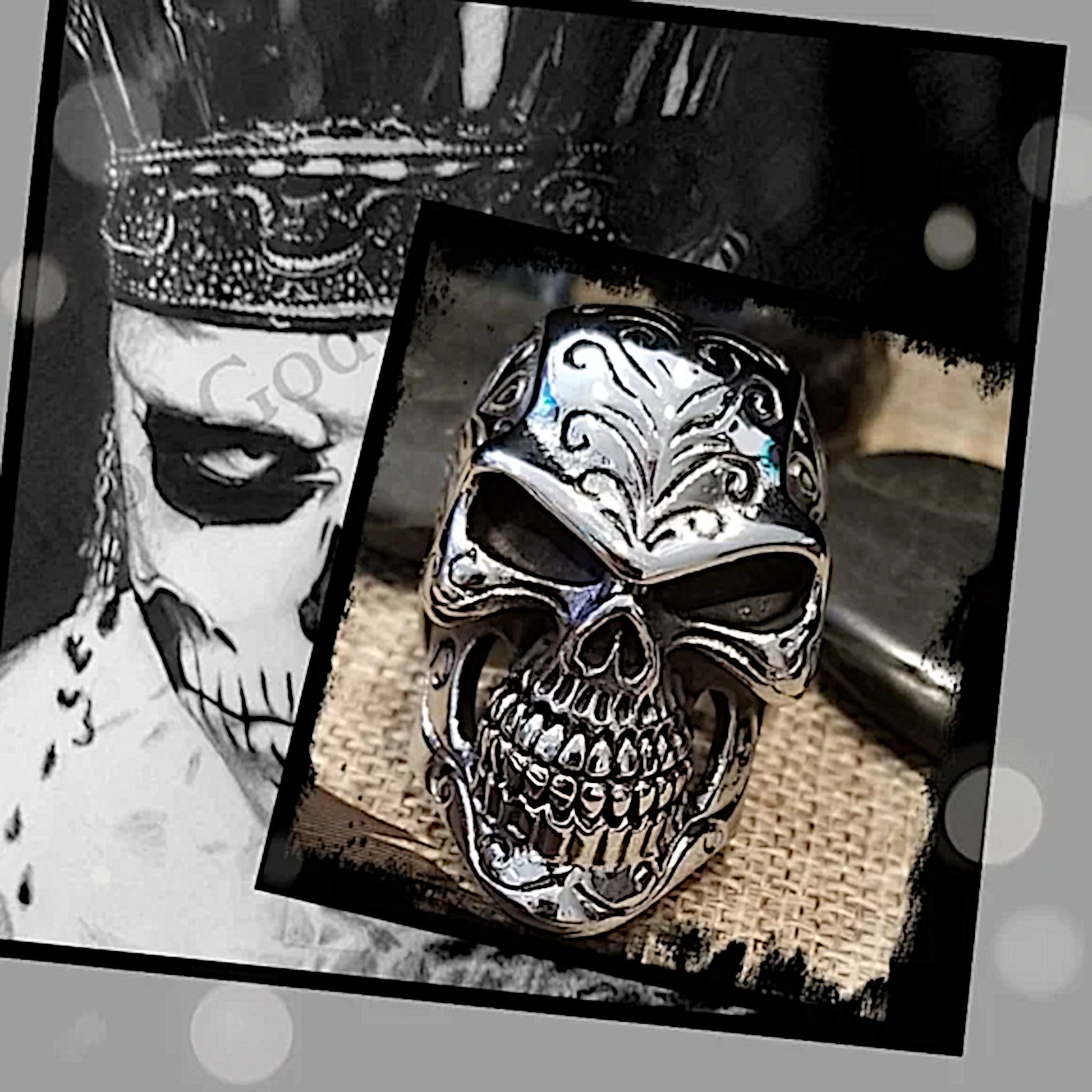 Men's Biker Ring |  Black Oxidized Stainless Steel - Evil King Theme - Evil King - Rings