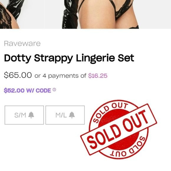 Dotty Strappy Lingerie Set | Black Lacy Polka Dot Pattern S/M - Raveware - Lingerie