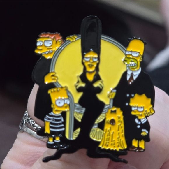 Metal Enamel Lapel Pin | The Simpsons Turn Adam's Family - A Gothic Universe - Lapel Pin