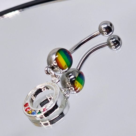 Body Jewelry |  Australian Crystal Pride LGBTQ Navel Ring - Painful Pleasures - Body Jewelry