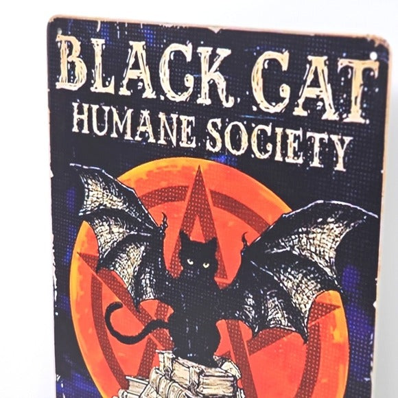 Vintage Metal Sign | Indoor/Outdoor | Black Cat Humane Society Orange Blue - A Gothic Universe - Signs