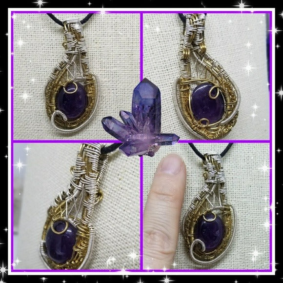 Amethyst | 14K, S925 Wire Wrapped Long Crystal Necklace - A Gothic Universe - Necklaces