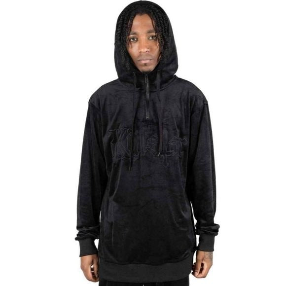 Fester Velour Unisex Hoodie | Black Soft Cotton - Killstar - Hoodies