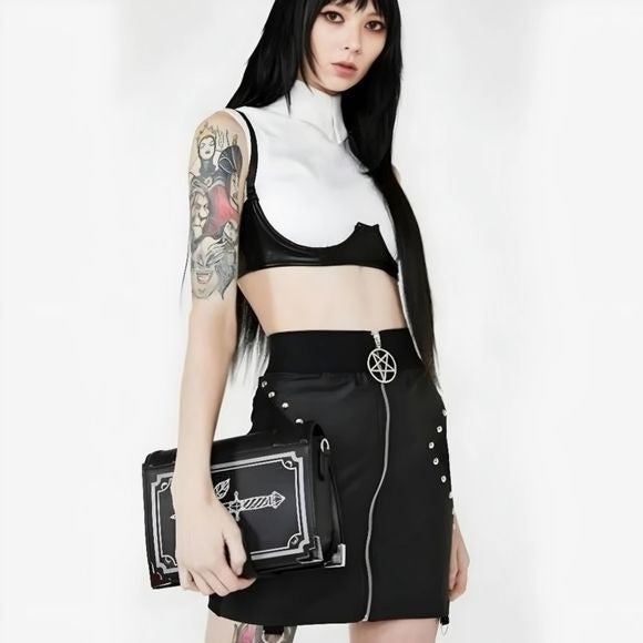 Idefy Mini Skirt | Black Studded - Killstar - Skirt