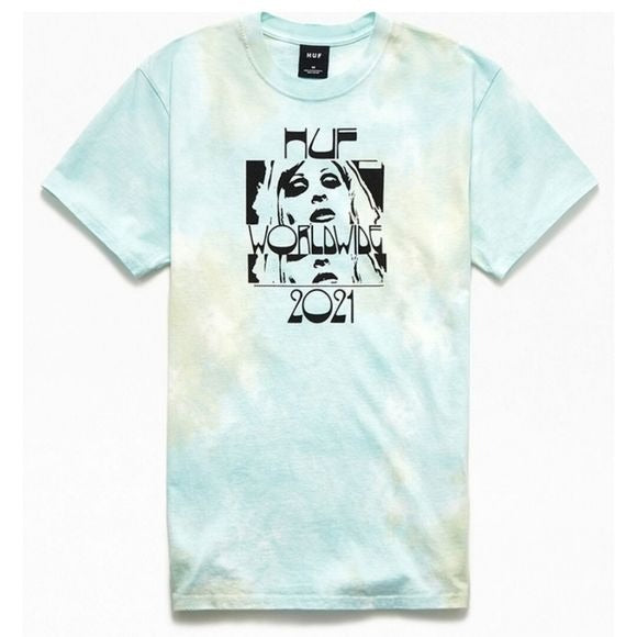 Wasted Darling Short Sleeve Tee | Blue Tie Dye Black Front & Back Graphic - HUF - Tops