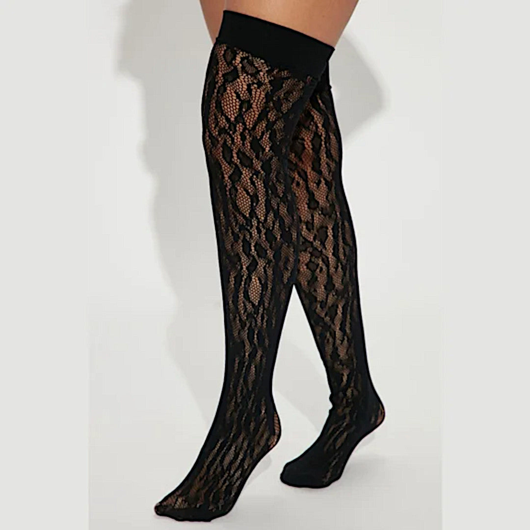 Animal Print Thigh Highs | Black Wild Lovers | Fish Net Thigh Highs - Fashion Nova - Hosiery