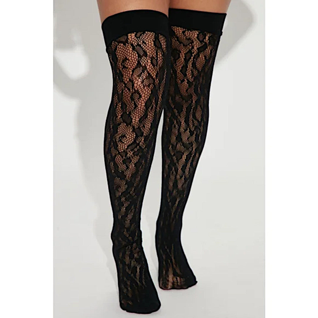 Animal Print Thigh Highs | Black Wild Lovers | Fish Net Thigh Highs - Fashion Nova - Hosiery