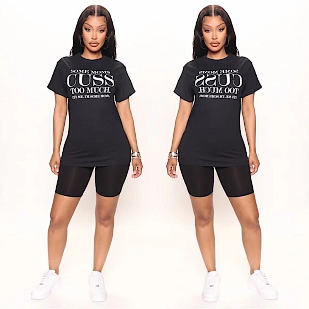 Graphic T-Shirt | Some Moms Cuss Too Much | Black Cotton Top - Fashion Nova - Shirts