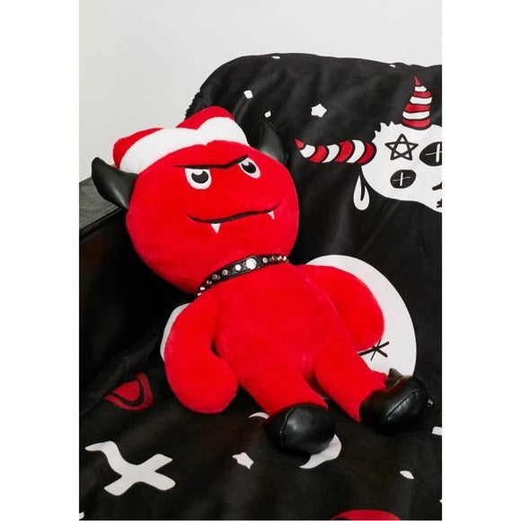 Devil May Care Plush Toy | Black & Red Devil Shape Festive Santa Hat - Dolls Home - Plushies