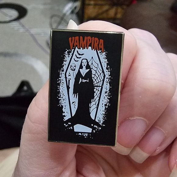 Metal Enamel Lapel Pin | Vampira Halloween - A Gothic Universe - Lapel Pin