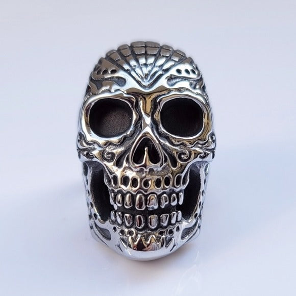 Sugar Skull Men's Biker Ring | Black Oxidized Stainless Steel - Sugar Skull - A Gothic Universe - Rings