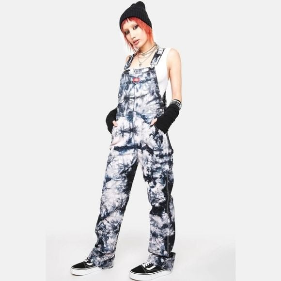 Tie Dye Overalls | Black Pink & White Contrast Stitching 5 Pocket - Dickies - 