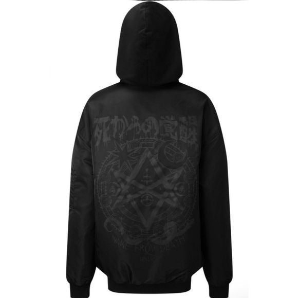 Resurrection Bomber | Unisex jacket Black on Black Insulated for Cold - Killstar - Jackets