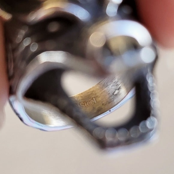 Wolf Head Men's Biker Ring | Black Oxidized Stainless Steel - Silver Wolf Ring - A Gothic Universe - Rings