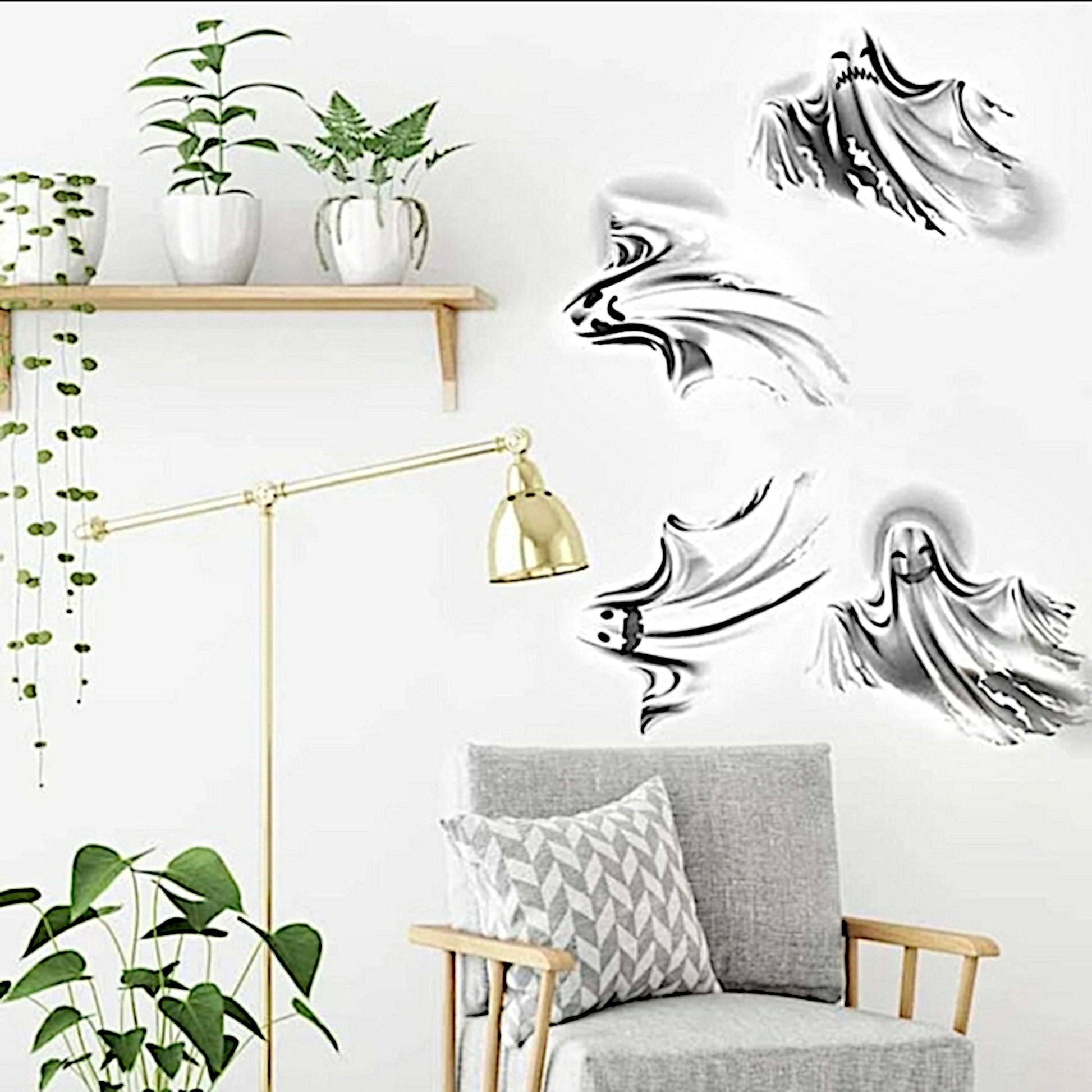 Ghost | Halloween Wall Decor Stickers | Grey & White - A Gothic Universe - Stickers