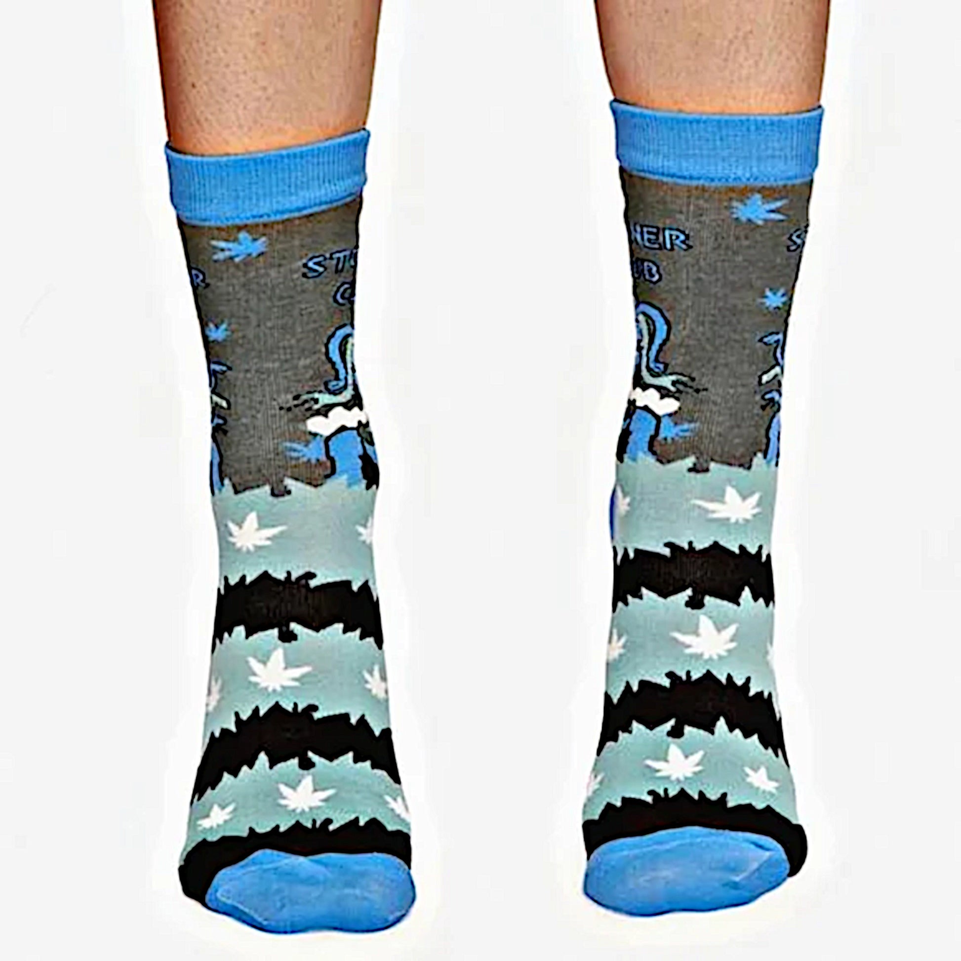 Stoner Club Crew Socks | Cotton Blue / Grey Unisex - Dolls Kill - Socks