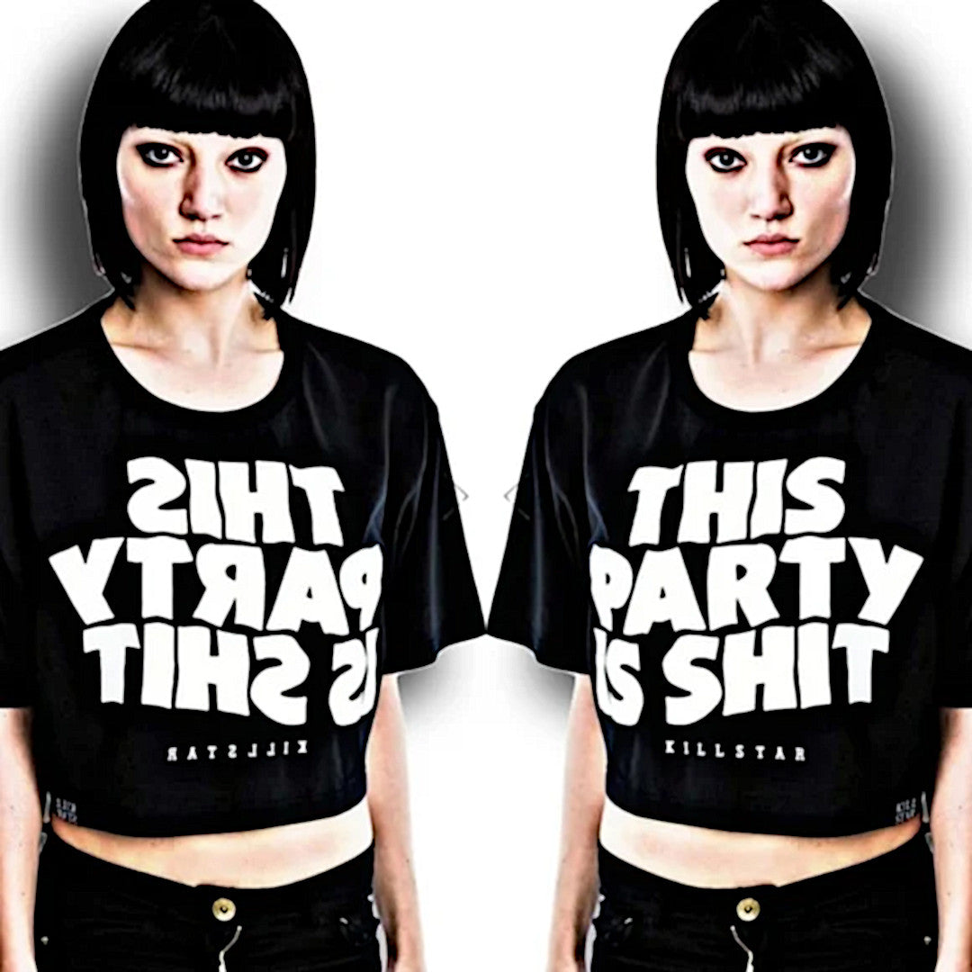 Cropped Top | This Party is Sh*t | Gothic Black Soft Jersey Fabric - Killstar - Shirts