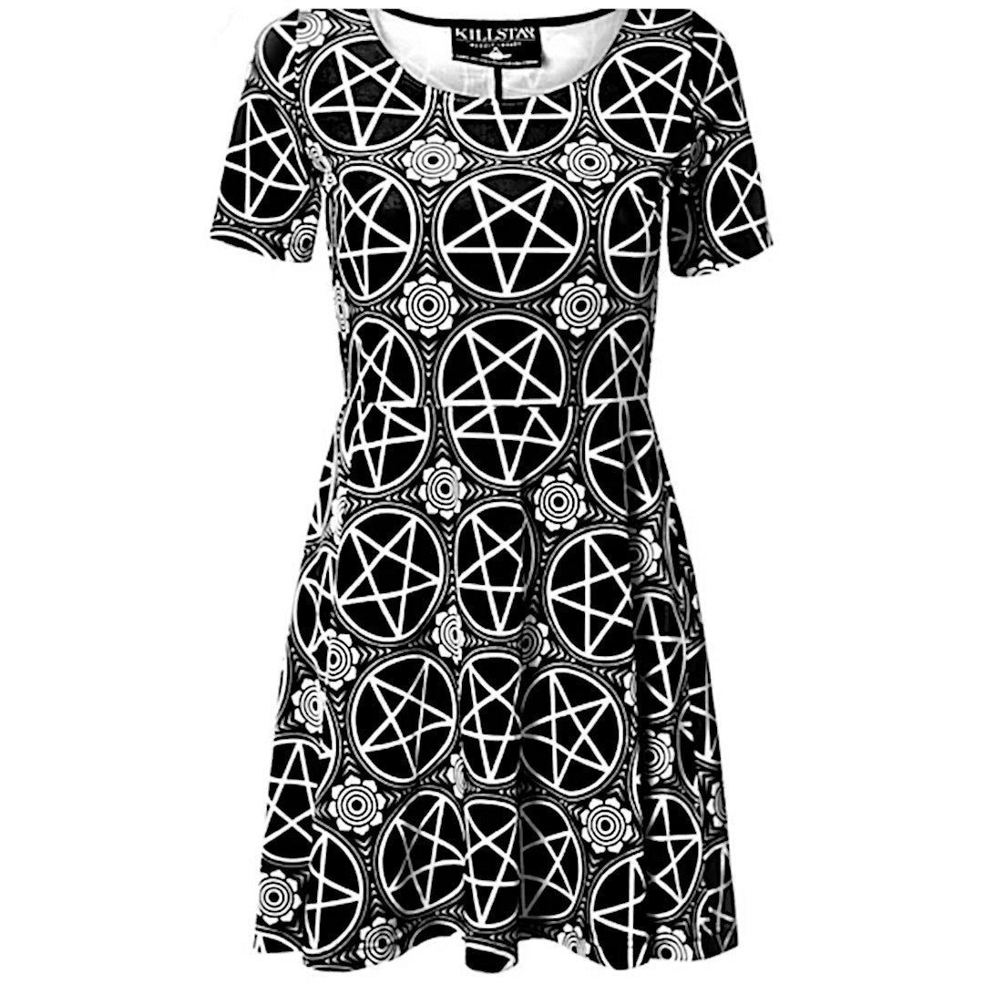 Velvet Skater Dress | Pentagram | Let's Make Magic Dress Black - Killstar - Dresses