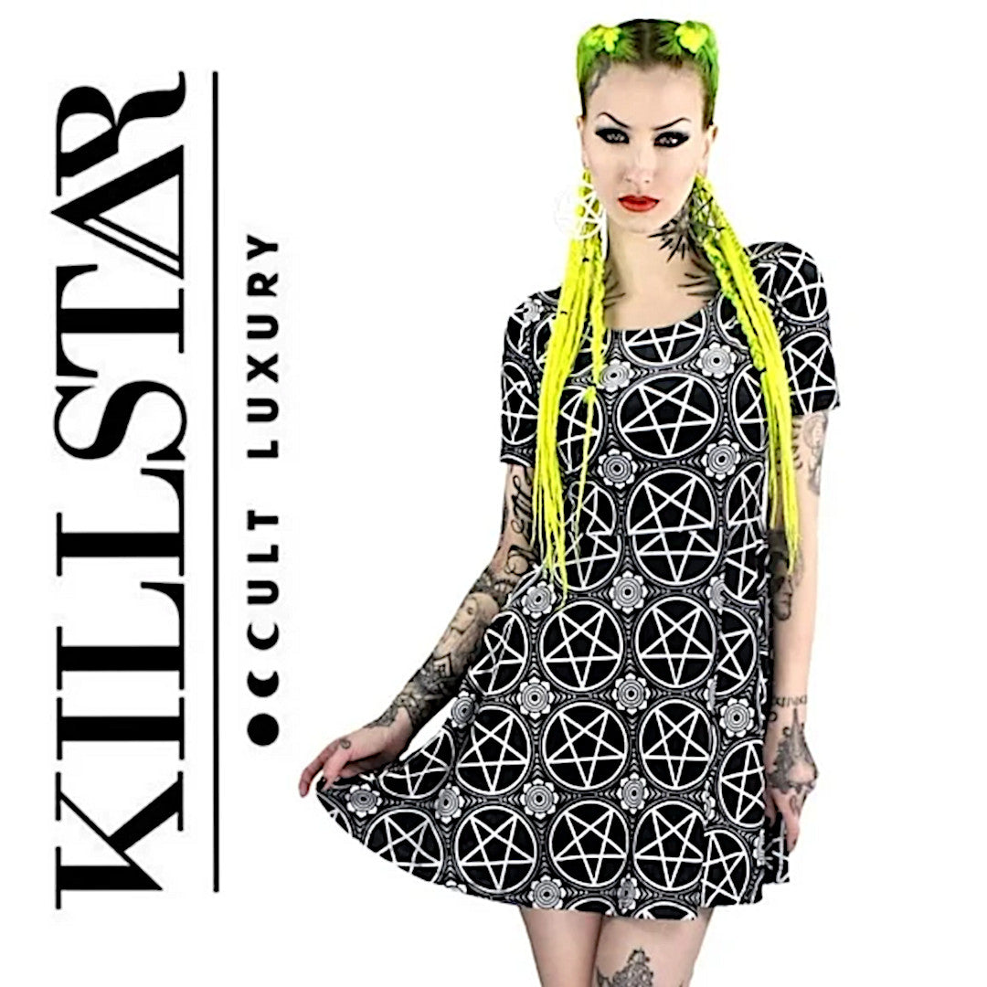 Velvet Skater Dress | Pentagram | Let's Make Magic Dress Black - Killstar - Dresses