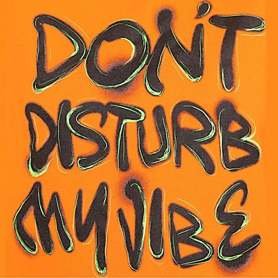 Long Sleeve Graphic Tee | Don’t Disturb My Vibe Orange Graffiti Black T-Shirt - Fashion Nova - Shirts