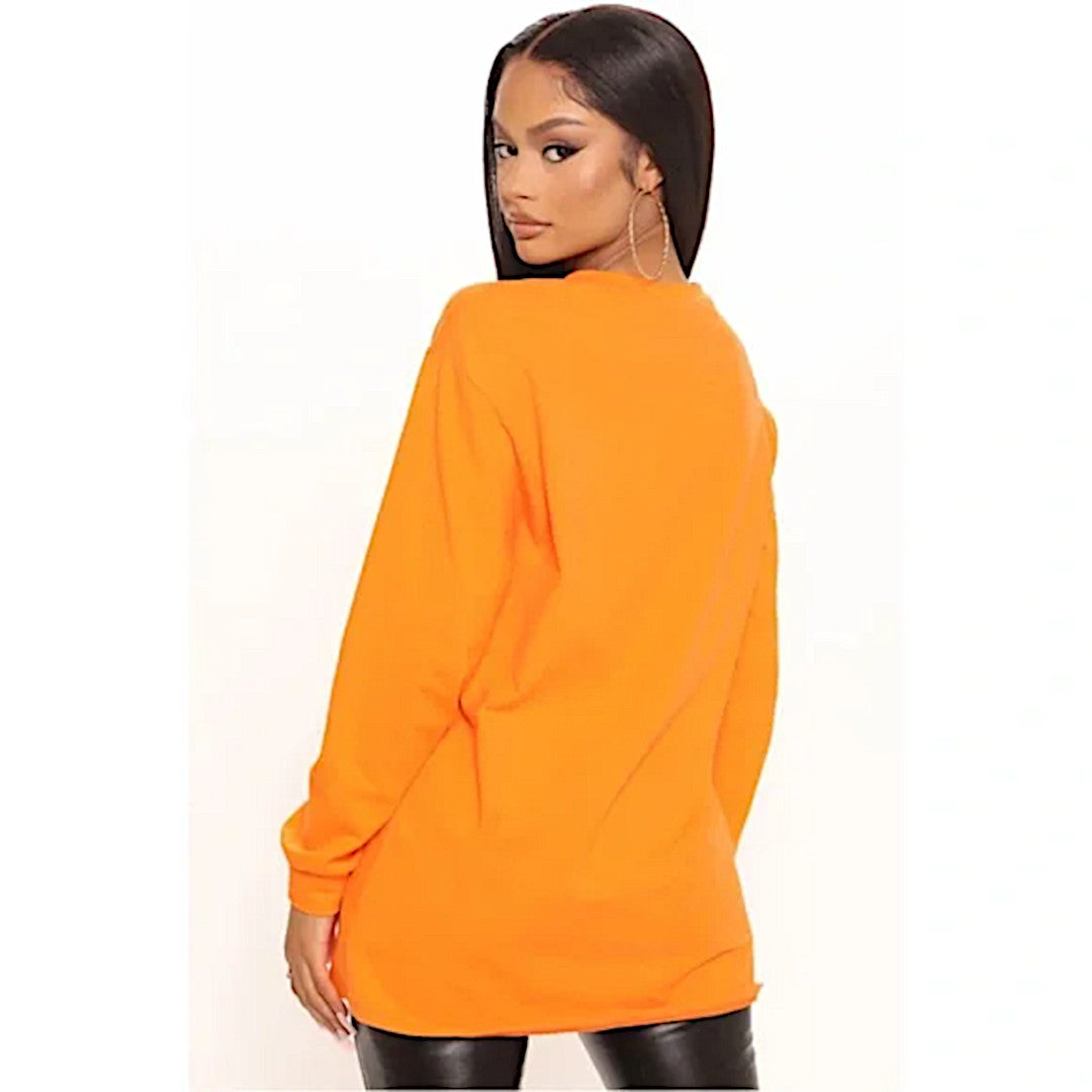 Long Sleeve Graphic Tee | Don’t Disturb My Vibe Orange Graffiti Black T-Shirt - Fashion Nova - Shirts