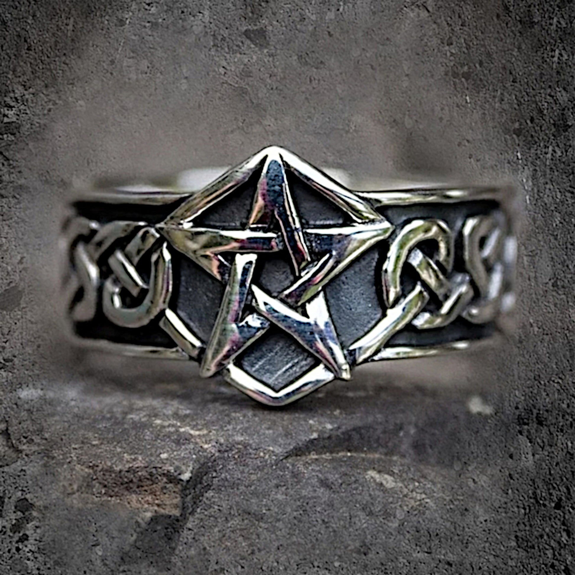 Men's Ring | Gothic Celtic Pentacle Pentagram Ring Stainless Steel Biker - A Gothic Universe - Rings