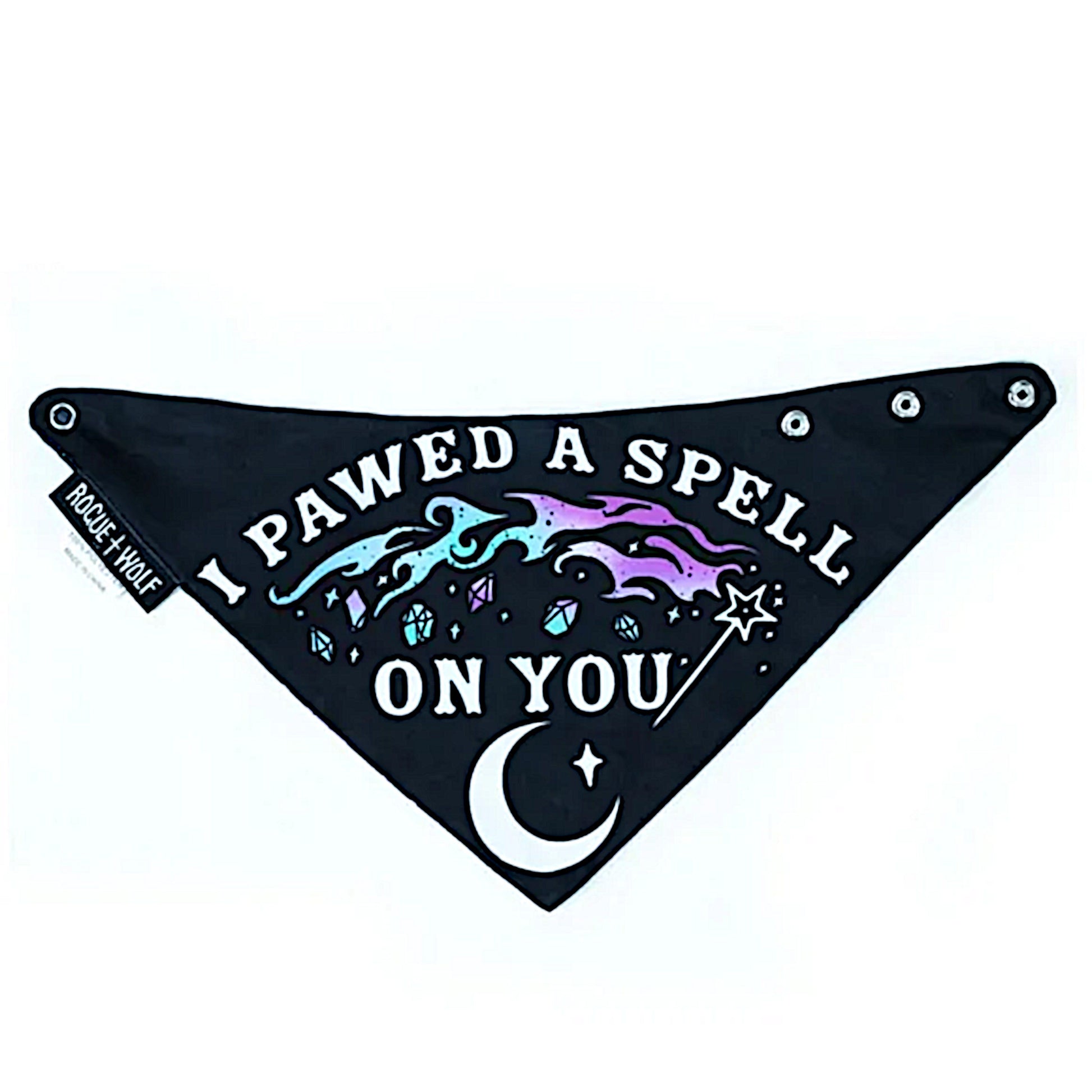 Pet Bandana | I Pawed A Spell On You | Black Purple Adjustable Snaps - Rogue + Wolf - Pet Bandanas