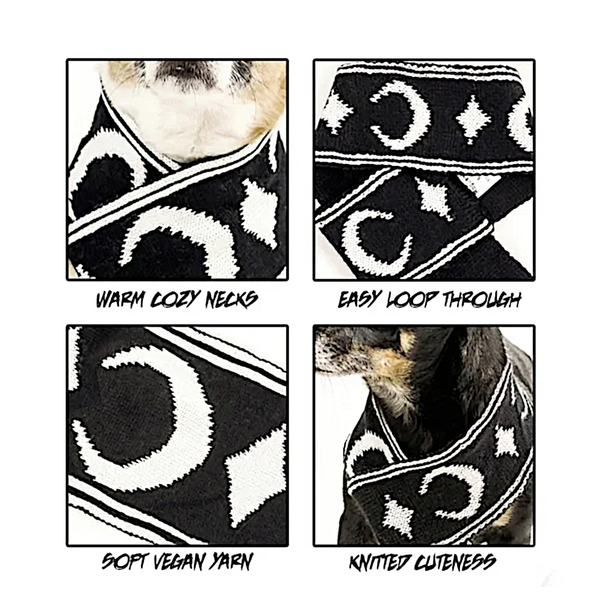 Pet Scarf | Moon Pupper Scarf Black & White Celestial Print Yarn - Rogue + Wolf - Pet Scarfs