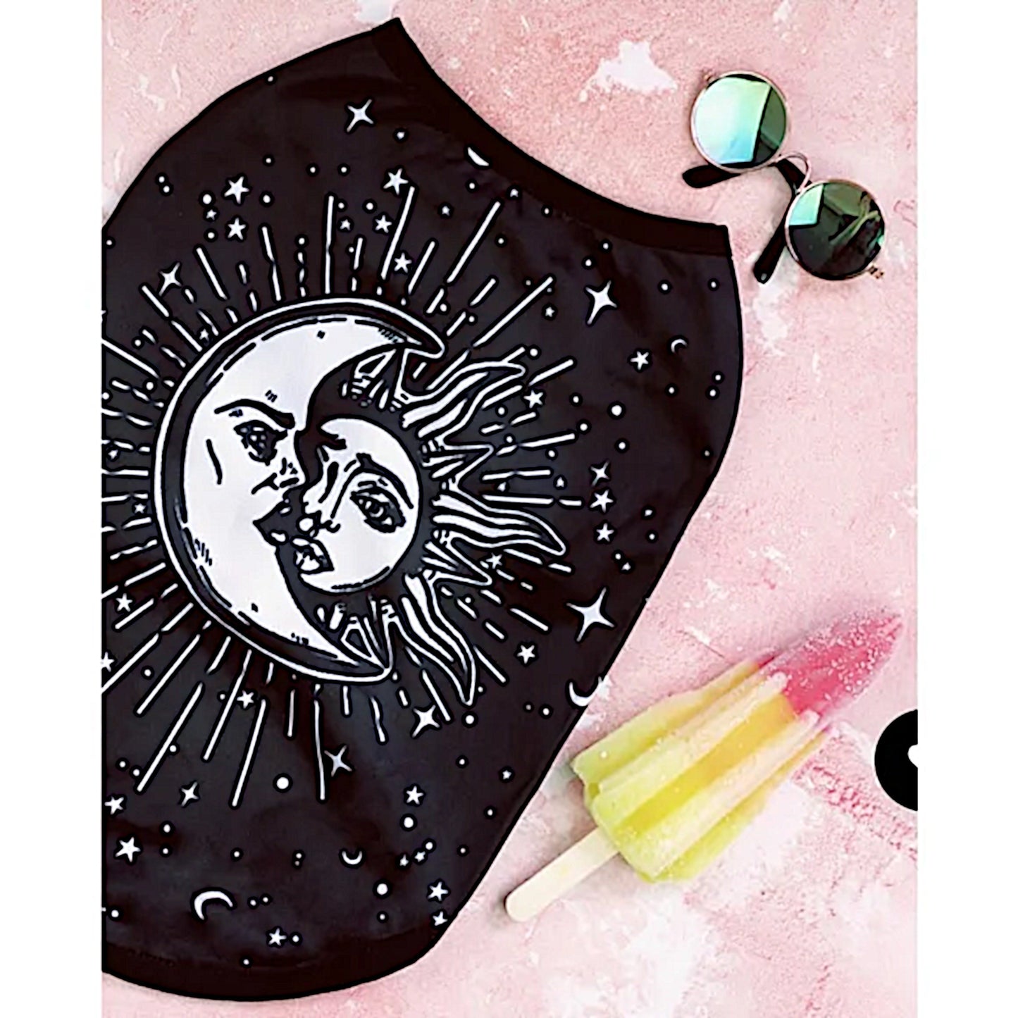 Celestial Pet Vest | Vegan Sun & Moon Print | Pullover Design Black & White - Rogue + Wolf - Pet Vests