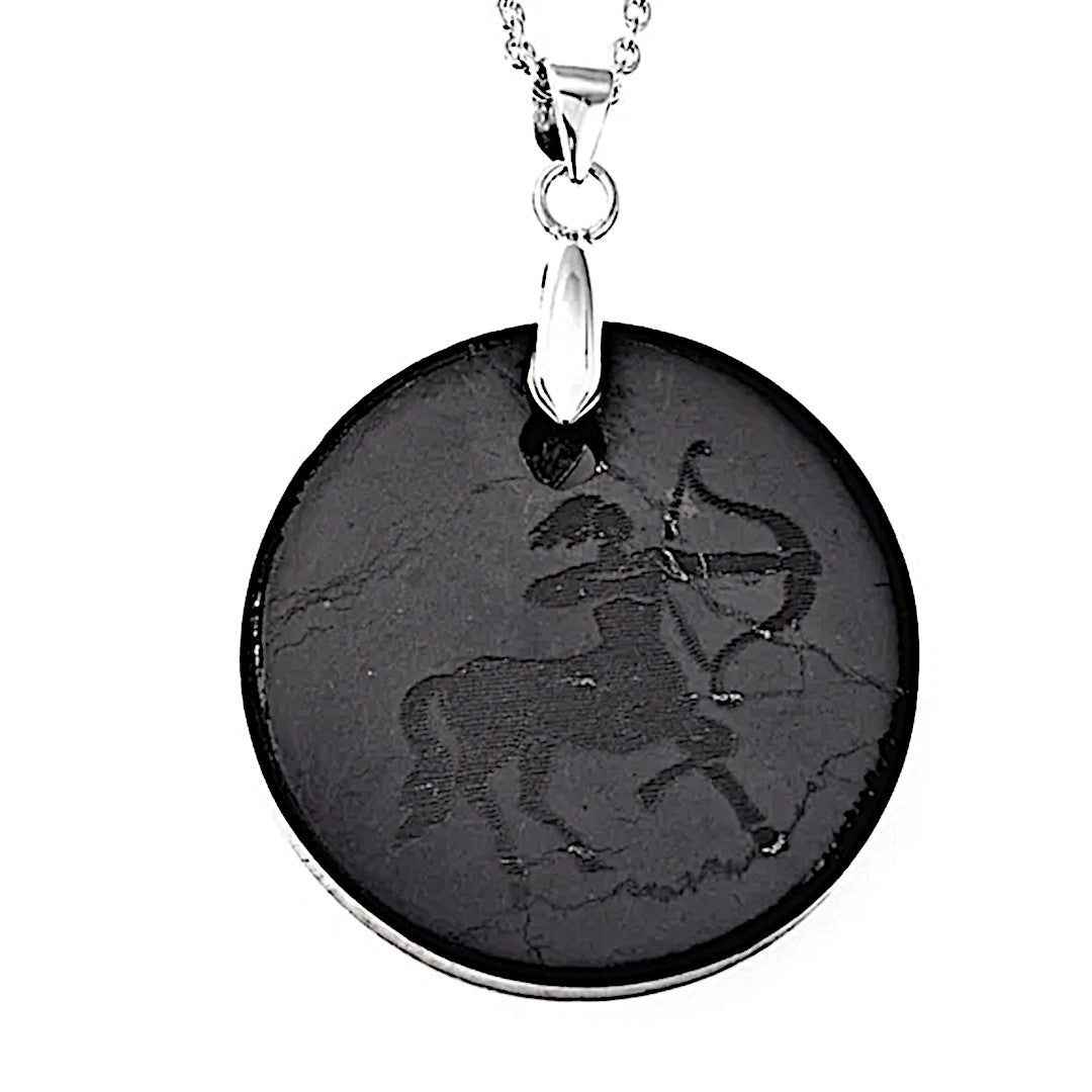 Sagittarius Zodiac | 22.7ctw Shungite 925 Necklace - A Gothic Universe - Necklaces