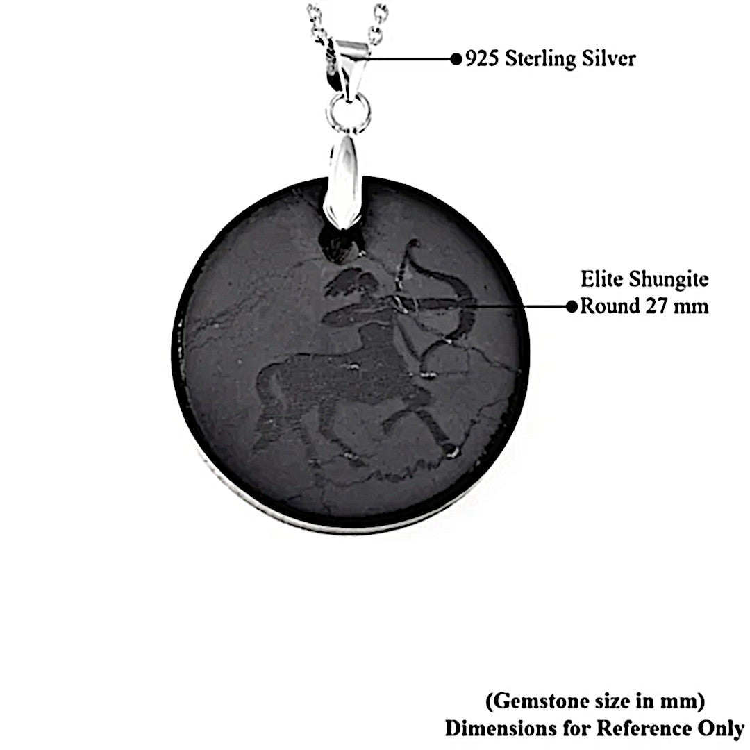 Sagittarius Zodiac | 22.7ctw Shungite 925 Necklace - A Gothic Universe - Necklaces