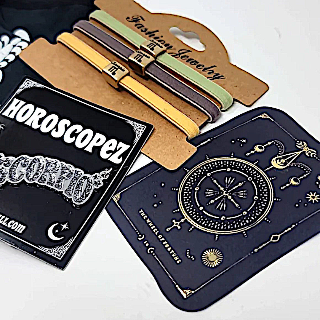 Scorpio Zodiac Bundle | Necklace Hair Ties Black Face Mask 3 Foil Stickers - Horoscopez - Necklaces