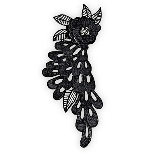 Solid Black Long Victorian Brooch | Floral Design Vintage Lace Brooch / Pin - A Gothic Universe - Brooches