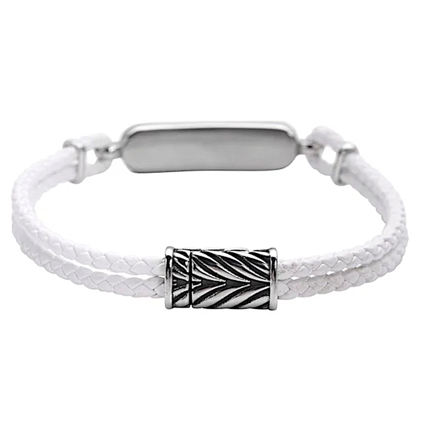 White Howlite Men's Bracelet | Genuine Leather Magnetic Clasp Stainless 8" - A Gothic Universe - Bracelets