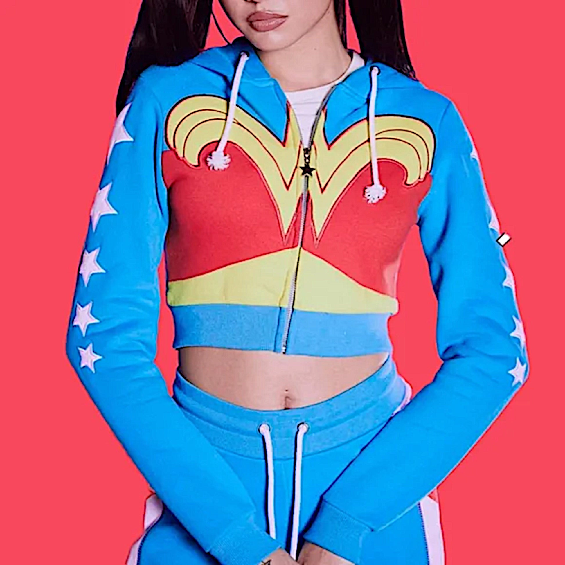 Wonder Woman Hoodie | Warrior Goddess | Zip Up Blue Red White Yellow Hoodie - DC Comics - Hoodies