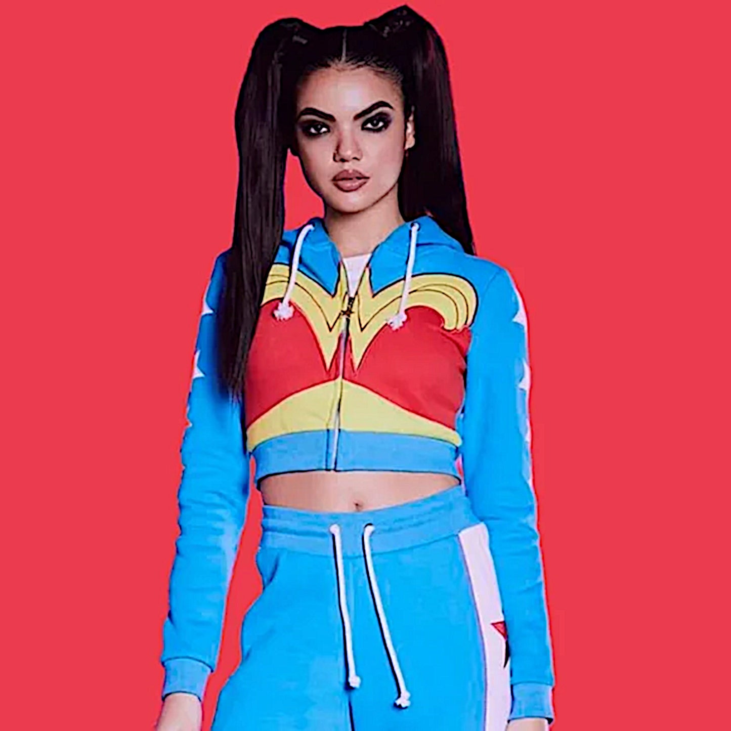 Wonder Woman Hoodie | Warrior Goddess | Zip Up Blue Red White Yellow Hoodie - DC Comics - Hoodies